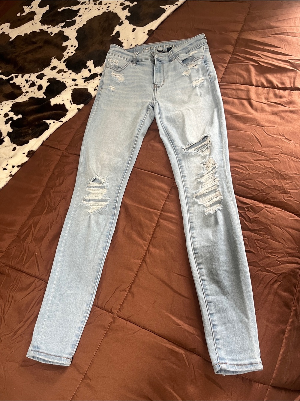 American Eagle Outfitters Light Blue Ripped Skinny Jeans